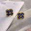 14K GOLD 2 CT NATURAL SAPPHIRE & DIAMOND EARRINGS