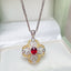 14K GOLD 0.4 CT NATURAL RUBY & DIAMOND & SAPPHIRE PENDANT( WITHOUT CHAIN )