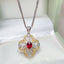 14K GOLD 0.4 CT NATURAL RUBY & DIAMOND & SAPPHIRE PENDANT( WITHOUT CHAIN )