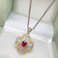 14K GOLD 0.4 CT NATURAL RUBY & DIAMOND & SAPPHIRE PENDANT( WITHOUT CHAIN )