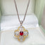 14K GOLD 0.4 CT NATURAL RUBY & DIAMOND & SAPPHIRE PENDANT( WITHOUT CHAIN )