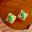 14K GOLD 0.6 CT NATURAL EMERALD & DIAMOND EARRINGS