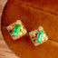 14K GOLD 0.6 CT NATURAL EMERALD & DIAMOND EARRINGS
