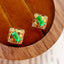 14K GOLD 0.6 CT NATURAL EMERALD & DIAMOND EARRINGS