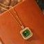 14K GOLD 1.66 CTW NATURAL EMERALD & DIAMOND NECKLACE