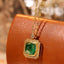 14K GOLD 1.66 CTW NATURAL EMERALD & DIAMOND NECKLACE