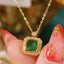 14K GOLD 1.66 CTW NATURAL EMERALD & DIAMOND NECKLACE