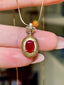 14K GOLD 0.76 CTW NATURAL RUBY & DIAMOND PENDANT( WITHOUT CHAIN )