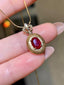 14K GOLD 0.76 CTW NATURAL RUBY & DIAMOND PENDANT( WITHOUT CHAIN )