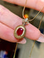 14K GOLD 0.76 CTW NATURAL RUBY & DIAMOND PENDANT( WITHOUT CHAIN )