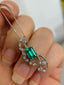 14K GOLD 1.75 CTW NATURAL EMERALD & DIAMOND PENDANT( WITHOUT CHAIN )