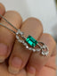 14K GOLD 1.75 CTW NATURAL EMERALD & DIAMOND PENDANT( WITHOUT CHAIN )