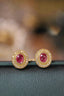 14K GOLD 0.72 CTW NATURAL RUBY & DIAMOND EARRINGS
