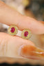 14K GOLD 0.72 CTW NATURAL RUBY & DIAMOND EARRINGS