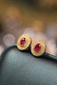 14K GOLD 0.72 CTW NATURAL RUBY & DIAMOND EARRINGS