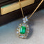 14K GOLD 1.27 CTW NATURAL EMERALD & DIAMOND PENDANT( WITHOUT CHAIN )