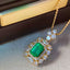 14K GOLD 1.27 CTW NATURAL EMERALD & DIAMOND PENDANT( WITHOUT CHAIN )