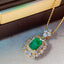 14K GOLD 1.27 CTW NATURAL EMERALD & DIAMOND PENDANT( WITHOUT CHAIN )