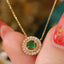 14K GOLD 0.6 CTW NATURAL EMERALD & DIAMOND NECKLACE