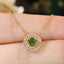 14K GOLD 0.6 CTW NATURAL EMERALD & DIAMOND NECKLACE