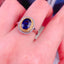 14K GOLD 3 CT NATURAL SAPPHIRE & YELLOW DIAMOND & DIAMOND RING