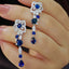 14K GOLD 4.54 CTW NATURAL SAPPHIRE & DIAMOND EARRINGS