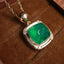 14K GOLD 3.87 CTW NATURAL EMERALD & DIAMOND PENDANT( WITHOUT CHAIN )