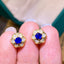 14K GOLD 1.12 CTW NATURAL SAPPHIRE & DIAMOND EARRINGS