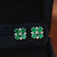 14K GOLD 2 CT NATURAL EMERALD & DIAMOND EARRINGS