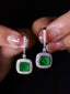 14K GOLD 4.81 CTW NATURAL EMERALD & DIAMOND EARRINGS