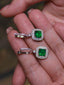 14K GOLD 4.81 CTW NATURAL EMERALD & DIAMOND EARRINGS
