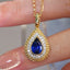 14K GOLD 1.05 CTW NATURAL SAPPHIRE & DIAMOND PENDANT( WITHOUT CHAIN )