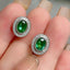 14K GOLD 1.44 CTW NATURAL EMERALD & DIAMOND EARRINGS