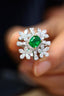 14K GOLD 1.96 CTW NATURAL EMERALD & DIAMOND RING