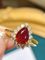 14K GOLD 2.12 CTW NATURAL RUBY & DIAMOND RING