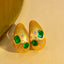 14K GOLD 0.7 CTW NATURAL EMERALD & DIAMOND EARRINGS