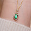 14K GOLD 1.63 CTW NATURAL EMERALD & DIAMOND NECKLACE