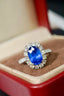 14K GOLD 3.53 CTW NATURAL SAPPHIRE & DIAMOND RING