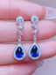 14K GOLD 2.7 CTW NATURAL SAPPHIRE & DIAMOND EARRINGS