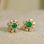 14K GOLD 0.29 CTW NATURAL EMERALD & DIAMOND EARRINGS