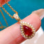 14K GOLD 1.12 CTW NATURAL RUBY & DIAMOND PENDANT( WITHOUT CHAIN )