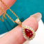 14K GOLD 1.12 CTW NATURAL RUBY & DIAMOND PENDANT( WITHOUT CHAIN )