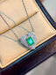 14K GOLD 1.08 CTW NATURAL EMERALD & DIAMOND NECKLACE