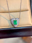 14K GOLD 1.08 CTW NATURAL EMERALD & DIAMOND NECKLACE