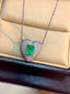 14K GOLD 1.08 CTW NATURAL EMERALD & DIAMOND NECKLACE
