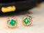 14K GOLD 0.89 CTW NATURAL EMERALD & DIAMOND EARRINGS