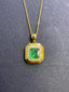 14K GOLD 1.52 CTW NATURAL EMERALD & DIAMOND PENDANT( WITHOUT CHAIN )