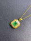 14K GOLD 1.52 CTW NATURAL EMERALD & DIAMOND PENDANT( WITHOUT CHAIN )