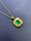 14K GOLD 1.52 CTW NATURAL EMERALD & DIAMOND PENDANT( WITHOUT CHAIN )