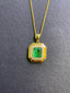 14K GOLD 1.52 CTW NATURAL EMERALD & DIAMOND PENDANT( WITHOUT CHAIN )